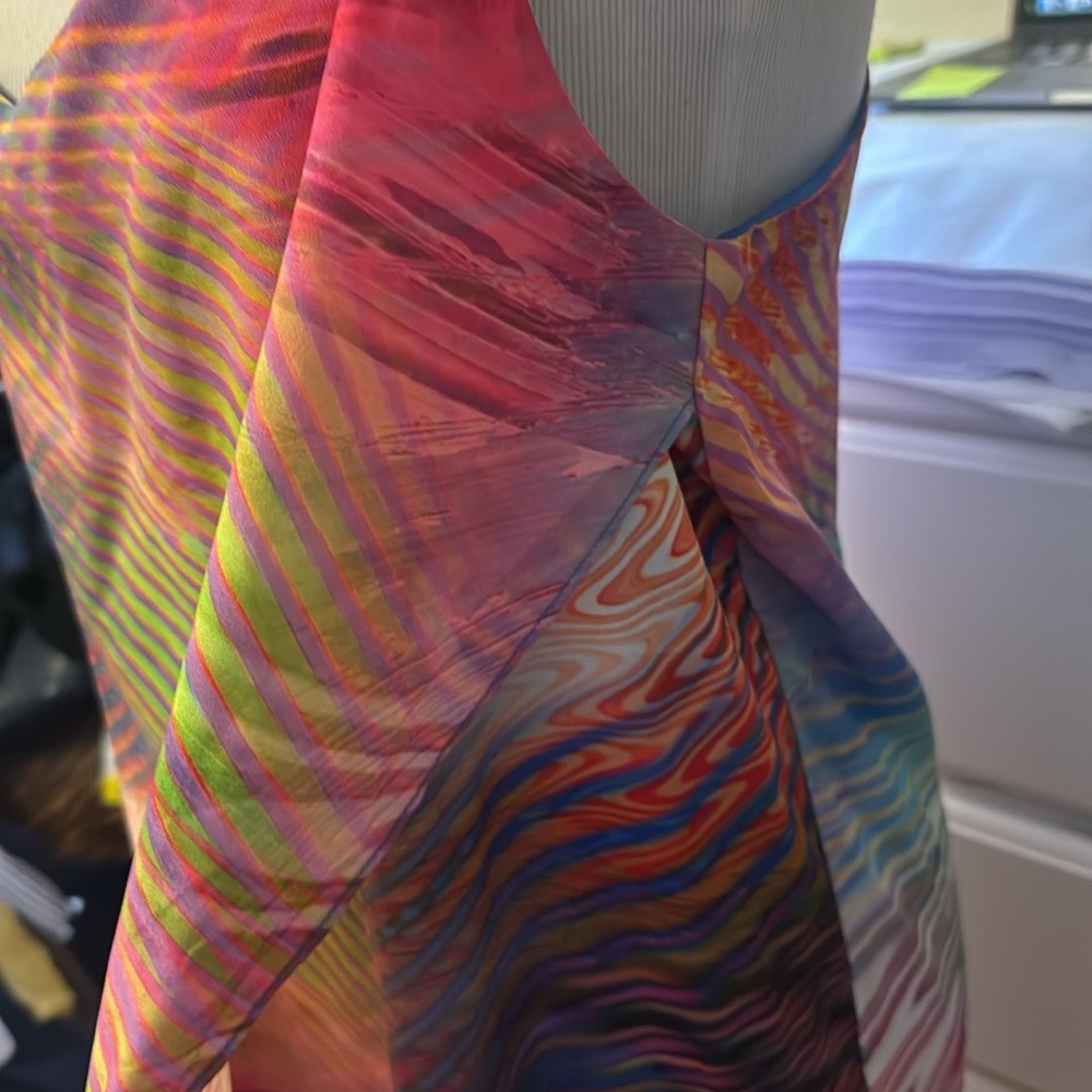 Multicolor Sleeveless Dress, crossover front - Picture 4 of 13